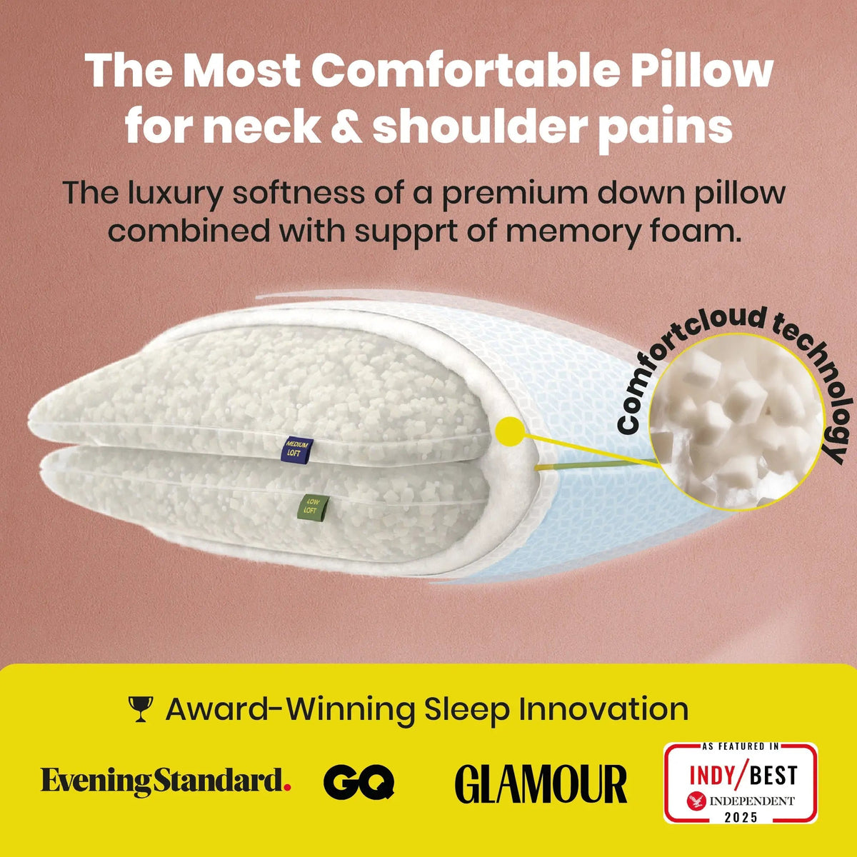 Adjustable Hybrid Pillow – Supportive Memory Foam Pillow