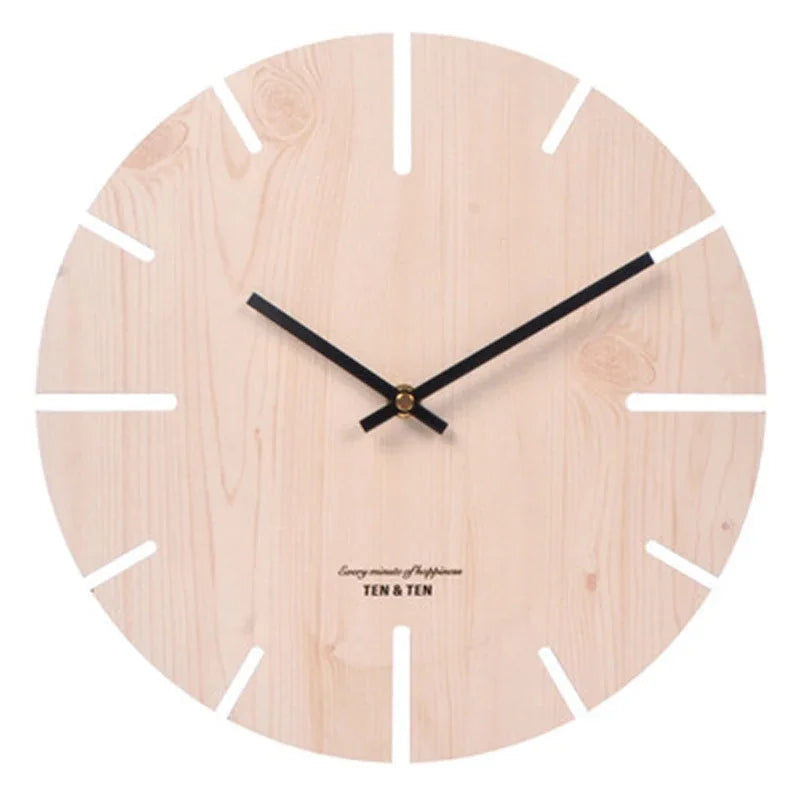 Nordic Wooden Wall Clock – Silent 30 cm Minimalist Clock
