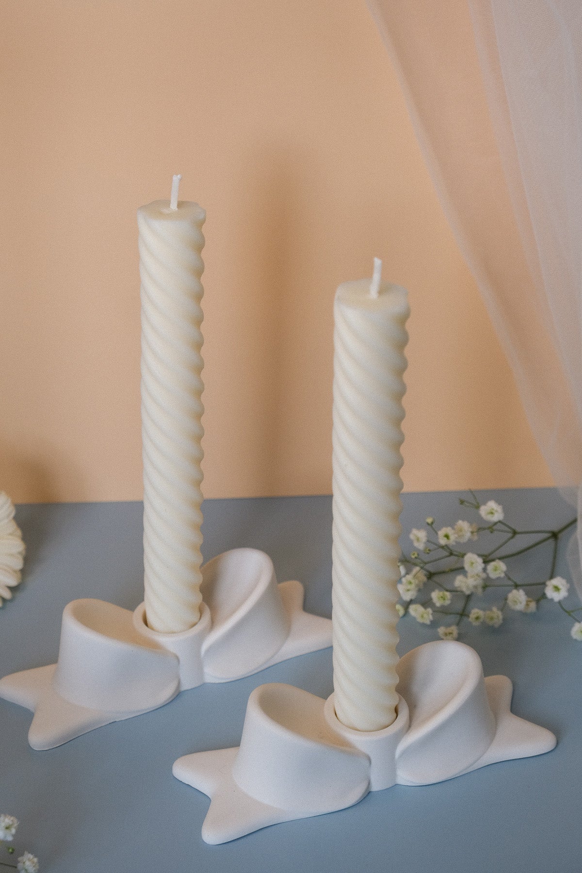 Bow Candle Holder – Handmade Jesmonite Candle Holder