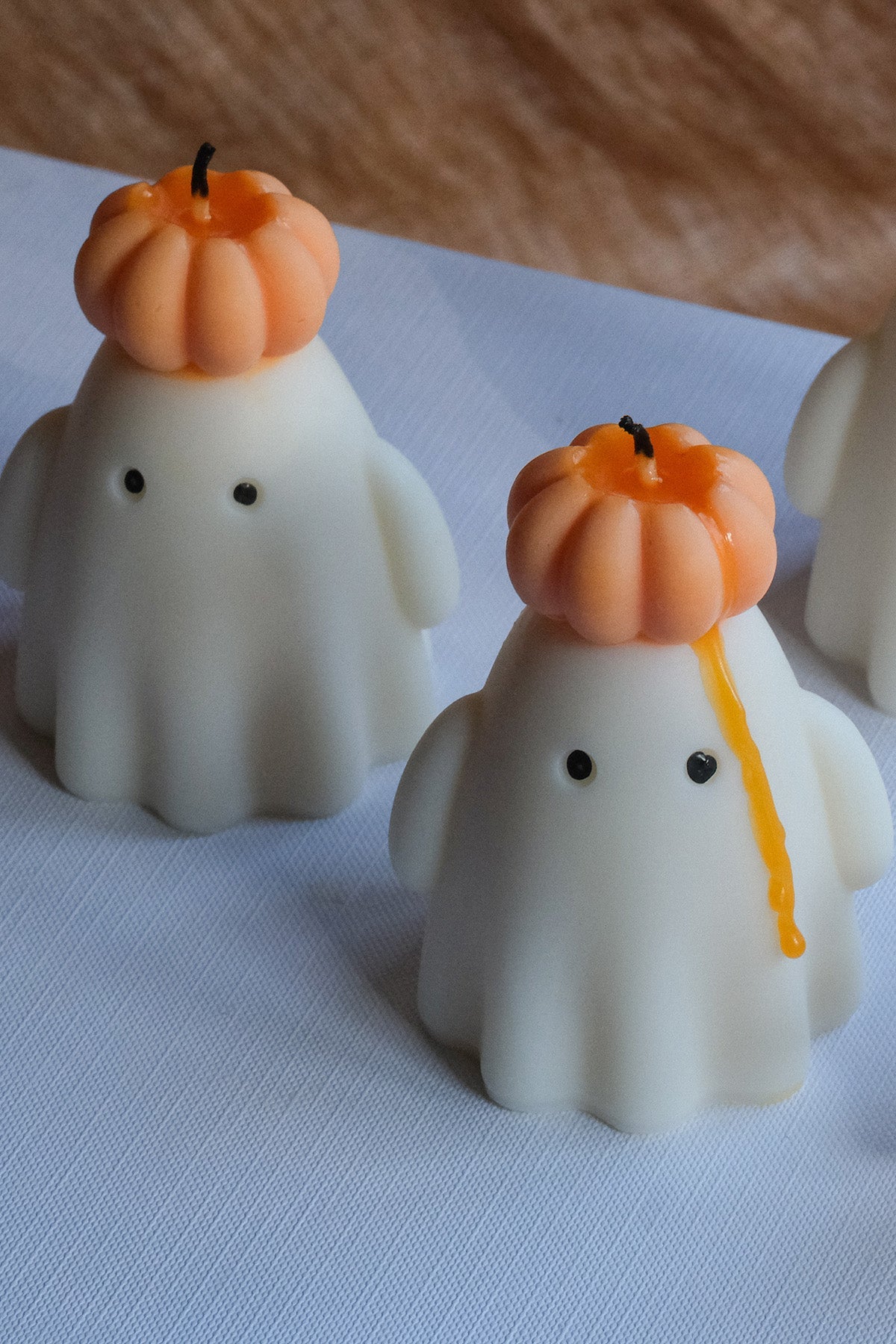 Ghost Candle with Pumpkin Hat – Handmade Soy Wax Candle