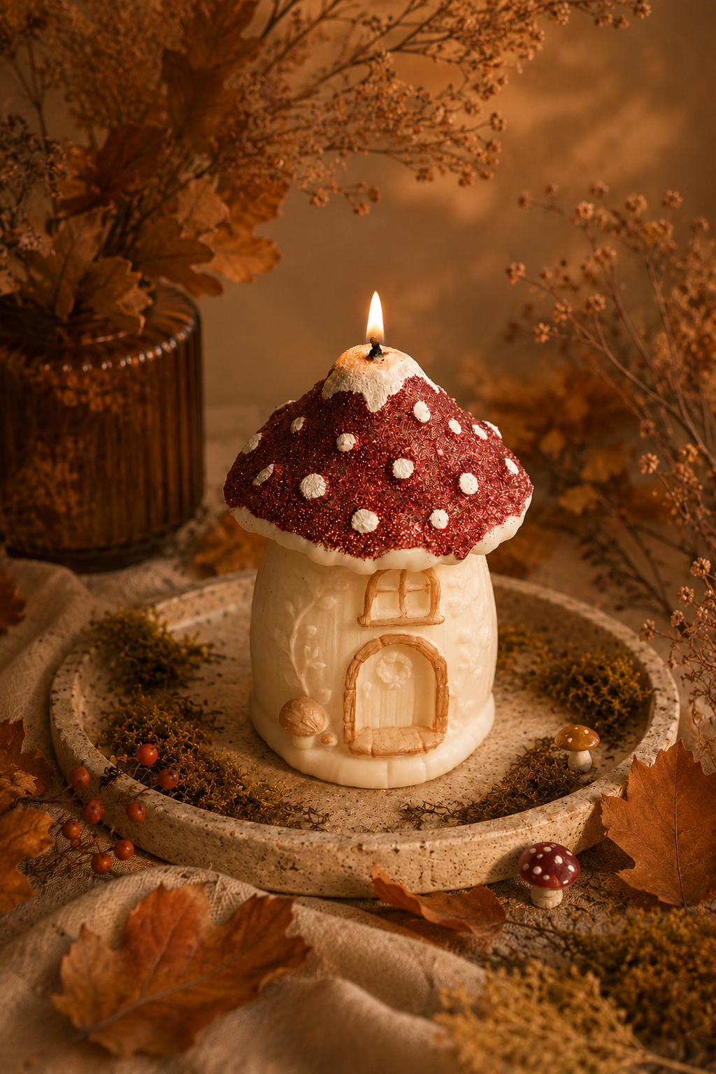 Mushroom House Candle – Handmade Woodland Soy Candle