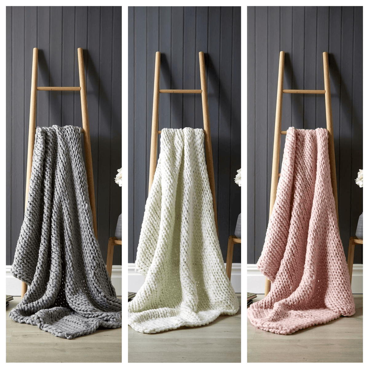 Chunky Cable Knit Throw – Oversized Soft Fleece Blanket