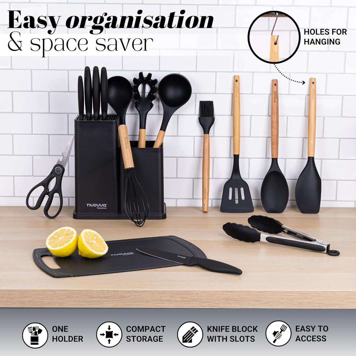 Kitchen Utensil & Knife Set – 17-Piece Set with Chopping Board