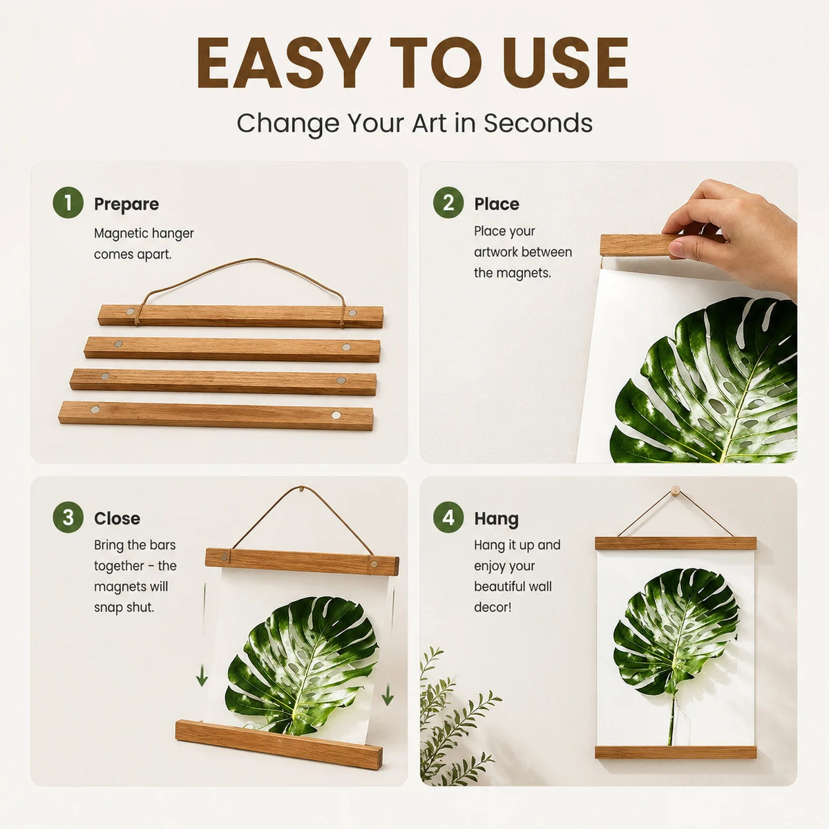 Magnetic Wooden Poster Hanger – Solid Wood Print Frame