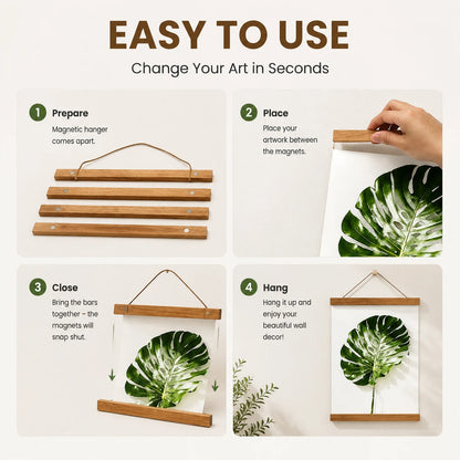 Magnetic Wooden Poster Hanger – Solid Wood Print Frame