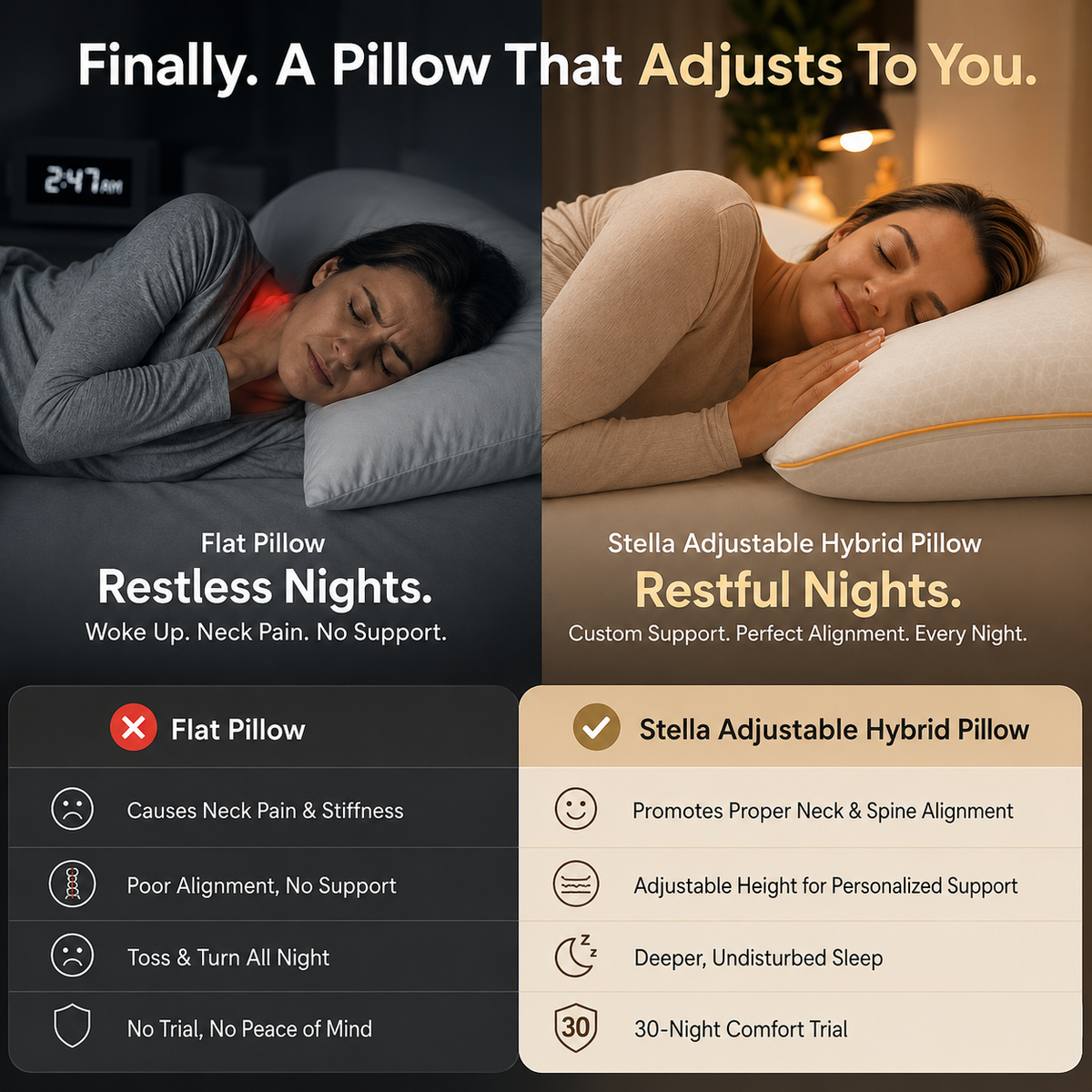 Adjustable Hybrid Pillow – Supportive Memory Foam Pillow