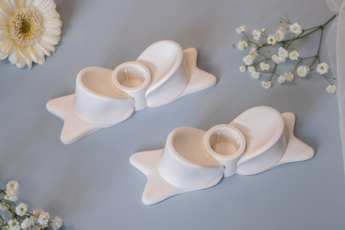 Bow Candle Holder – Handmade Jesmonite Candle Holder