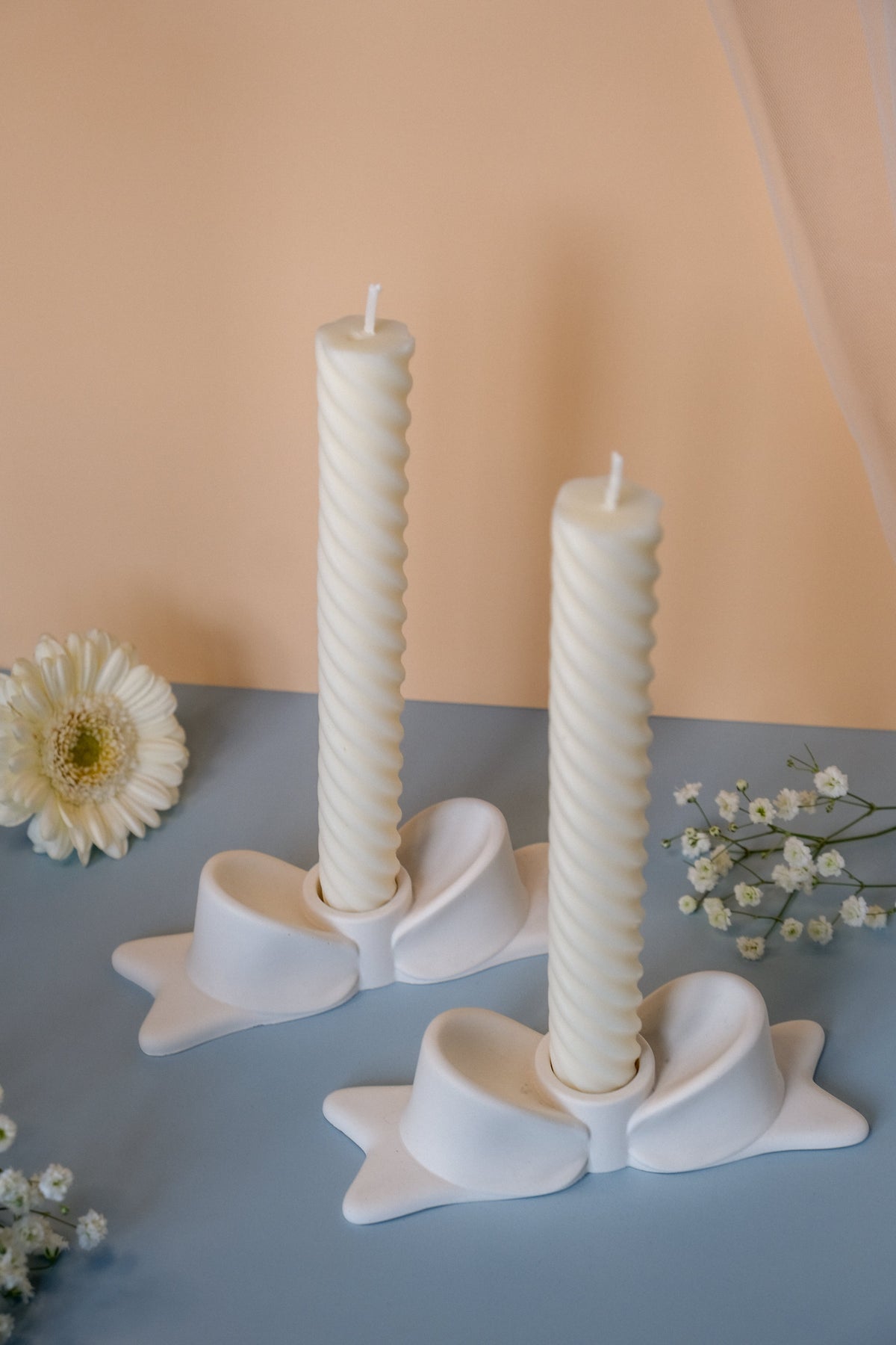 Bow Candle Holder – Handmade Jesmonite Candle Holder