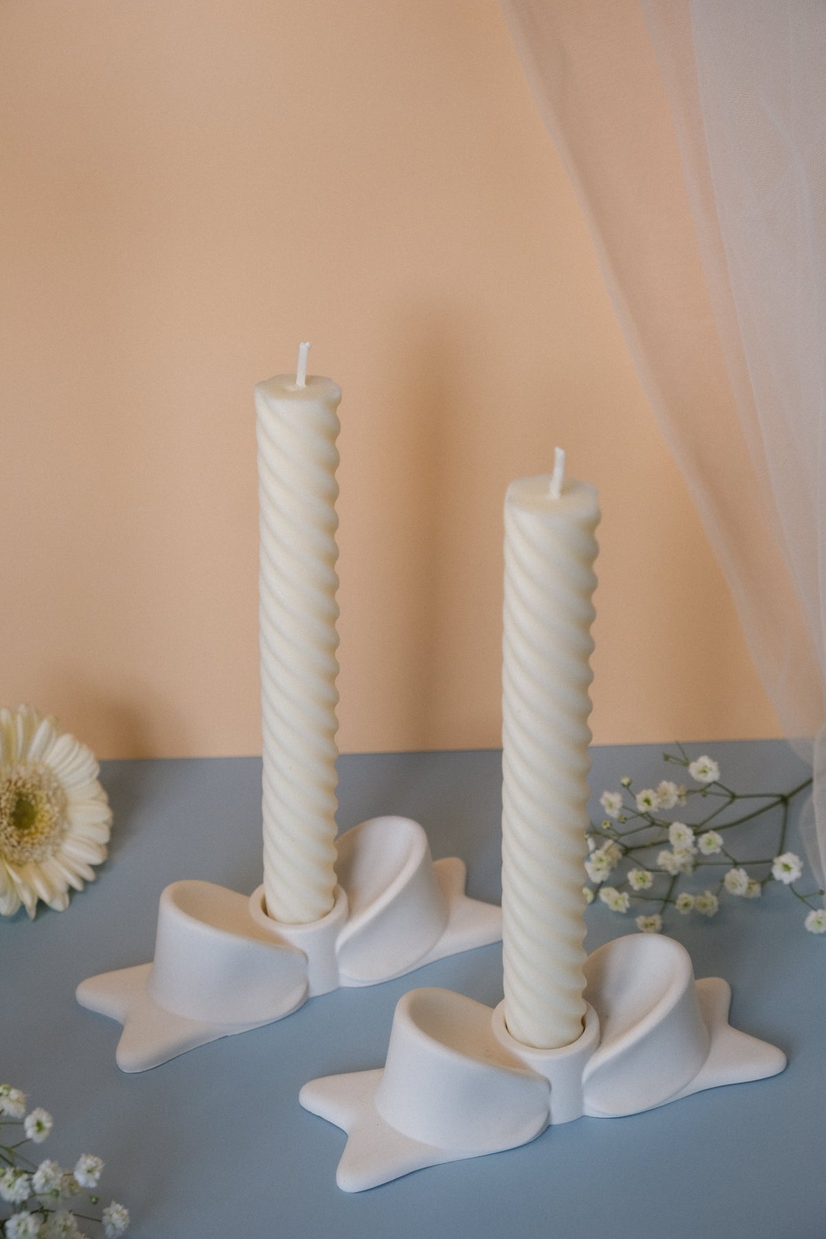 Bow Candle Holder – Handmade Jesmonite Candle Holder
