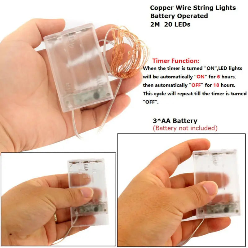 Warm White Fairy Lights – Battery Copper Wire String Lights