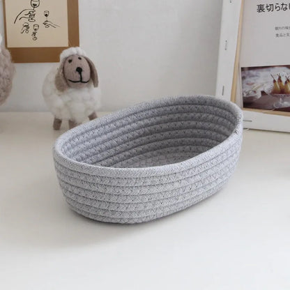 Cotton Rope Storage Basket – Small Woven Desk Organiser