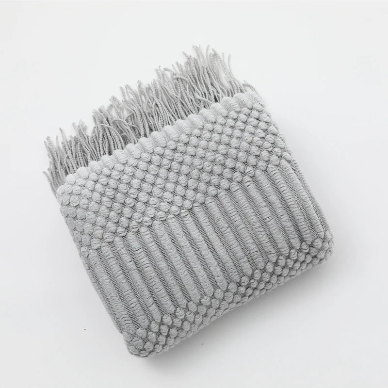 Chunky Knit Throw Blanket – Soft Tasselled Sofa Throw