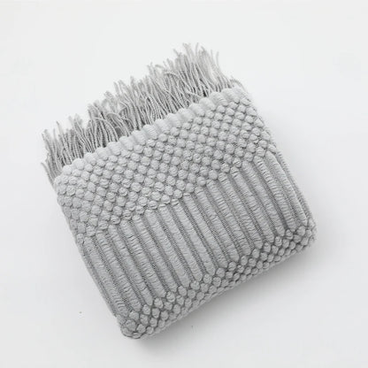 Chunky Knit Throw Blanket – Soft Tasselled Sofa Throw