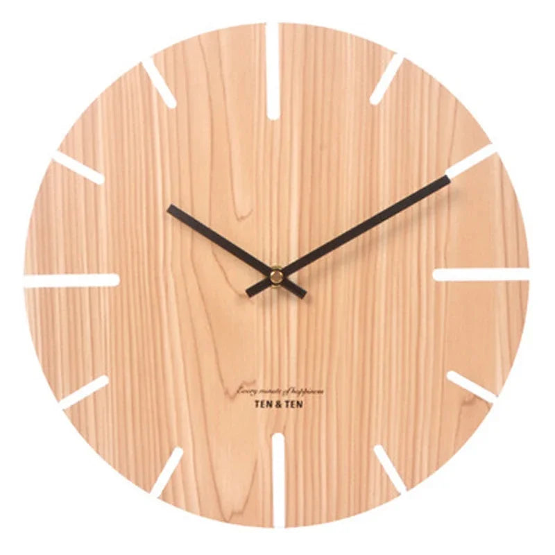 Nordic Wooden Wall Clock – Silent 30 cm Minimalist Clock