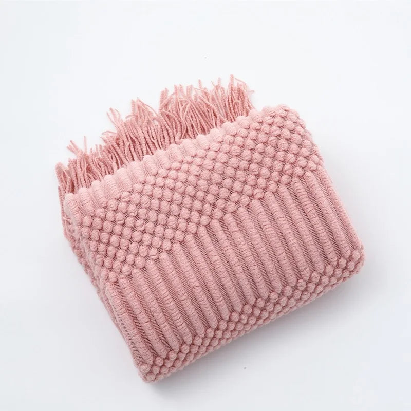 Chunky Knit Throw Blanket – Soft Tasselled Sofa Throw
