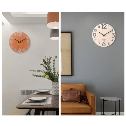 Nordic Wooden Wall Clock – Silent 30 cm Minimalist Clock