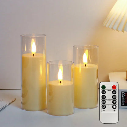 Flameless LED Candles – Flickering Glass-Effect Set of 3
