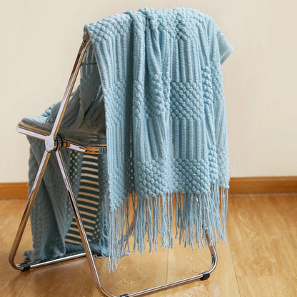 Chunky Knit Throw Blanket – Soft Tasselled Sofa Throw