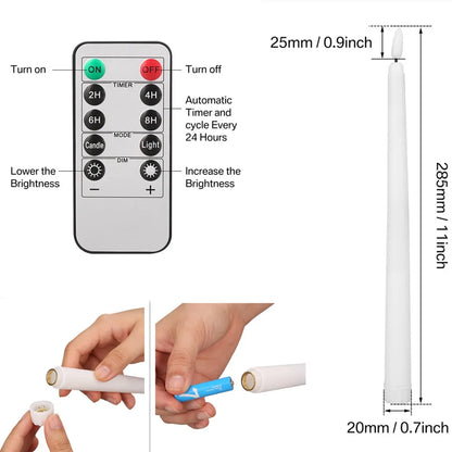 Flameless LED Taper Candles – Flickering Dinner Candles with Remote