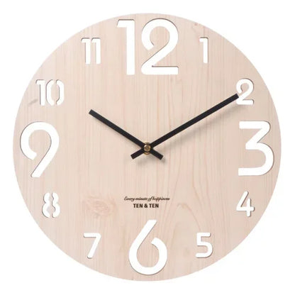 Nordic Wooden Wall Clock – Silent 30 cm Minimalist Clock