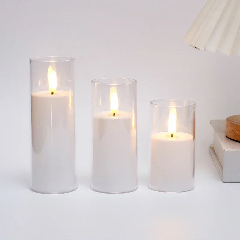 Flameless LED Candles – Flickering Glass-Effect Set of 3