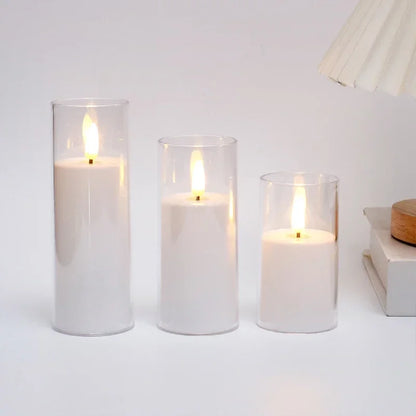 Flameless LED Candles – Flickering Glass-Effect Set of 3