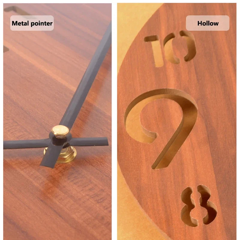 Nordic Wooden Wall Clock – Silent 30 cm Minimalist Clock