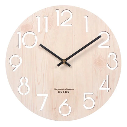 Nordic Wooden Wall Clock – Silent 30 cm Minimalist Clock