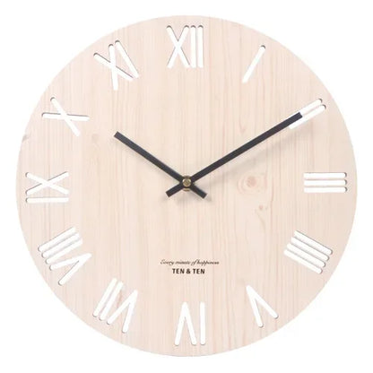 Nordic Wooden Wall Clock – Silent 30 cm Minimalist Clock