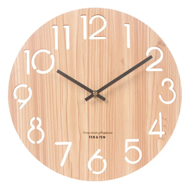 Nordic Wooden Wall Clock – Silent 30 cm Minimalist Clock