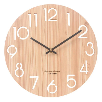 Nordic Wooden Wall Clock – Silent 30 cm Minimalist Clock