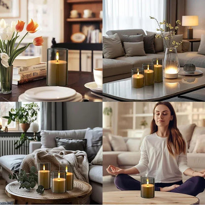 Flameless LED Candles – Flickering Glass-Effect Set of 3