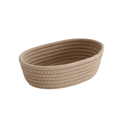 Cotton Rope Storage Basket – Small Woven Desk Organiser
