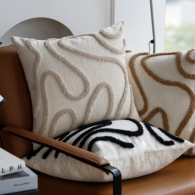 Chenille Cushion Cover – Boho Geometric 45 x 45 cm