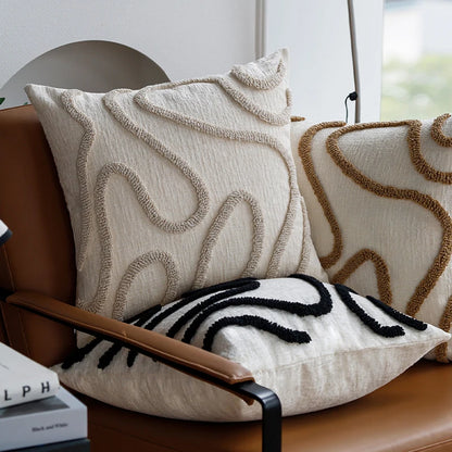 Chenille Cushion Cover – Boho Geometric 45 x 45 cm