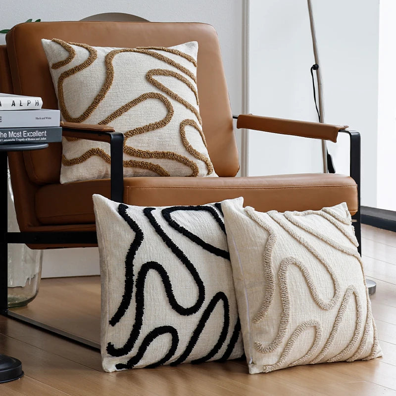 Chenille Cushion Cover – Boho Geometric 45 x 45 cm