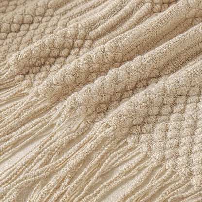 Chunky Knit Throw Blanket – Soft Tasselled Sofa Throw