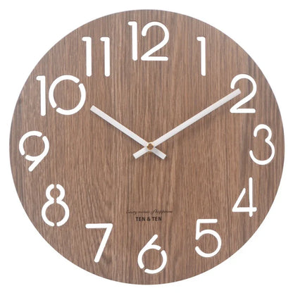 Nordic Wooden Wall Clock – Silent 30 cm Minimalist Clock