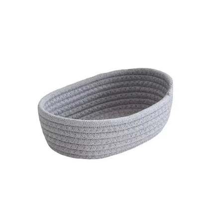 Cotton Rope Storage Basket – Small Woven Desk Organiser