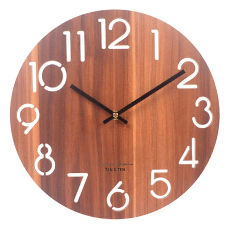 Nordic Wooden Wall Clock – Silent 30 cm Minimalist Clock