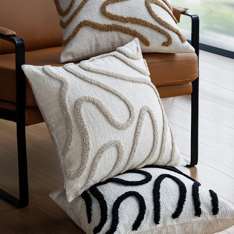 Chenille Cushion Cover – Boho Geometric 45 x 45 cm