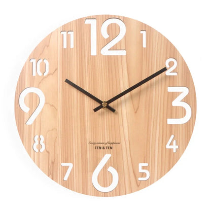 Nordic Wooden Wall Clock – Silent 30 cm Minimalist Clock