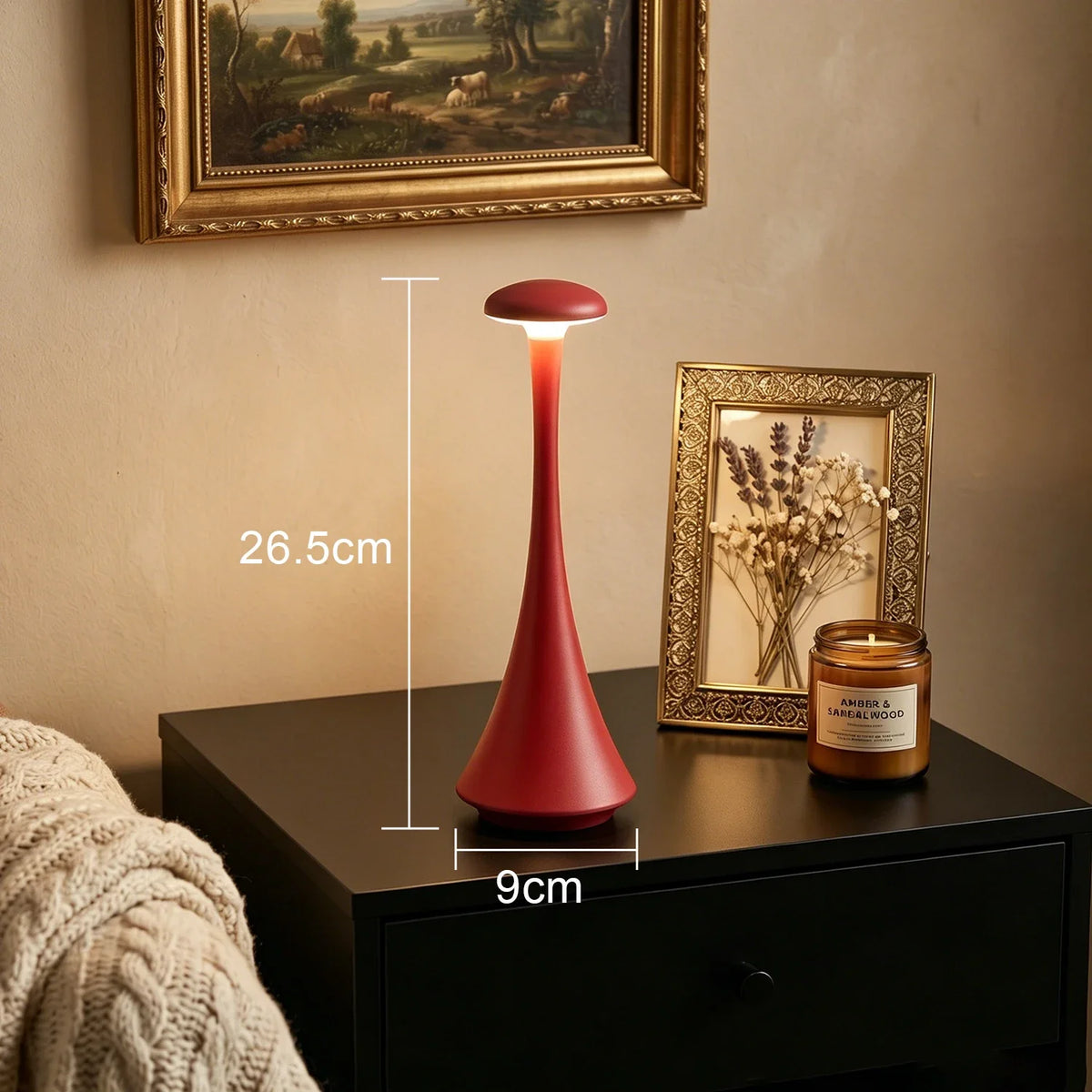 Mushroom Table Lamp – Rechargeable Cordless Touch Lamp
