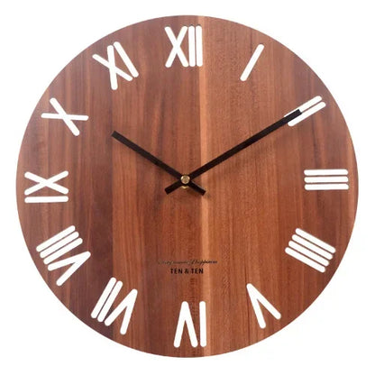 Nordic Wooden Wall Clock – Silent 30 cm Minimalist Clock