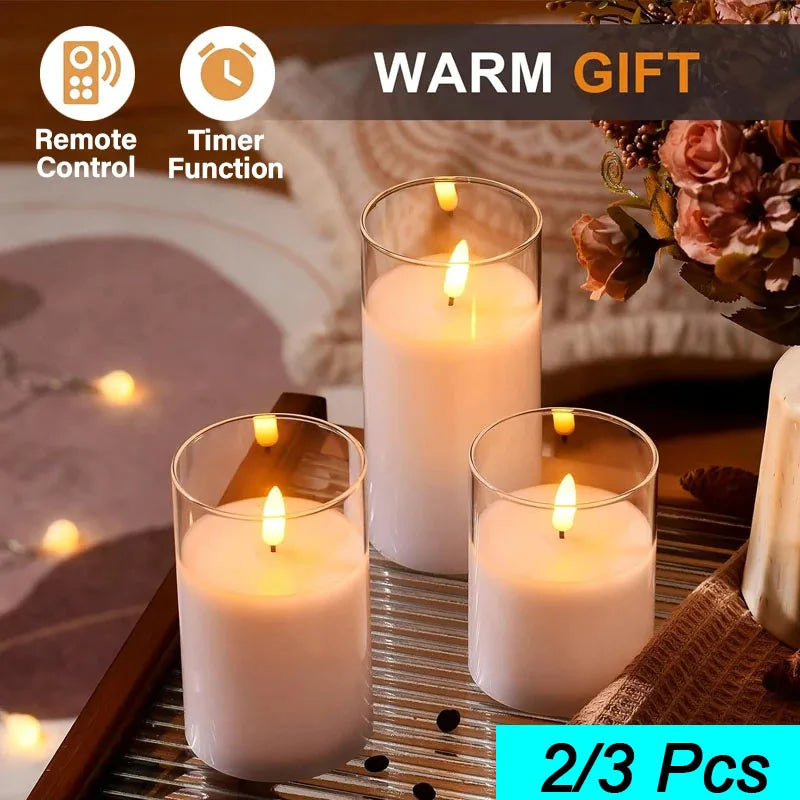 Flameless LED Candles – Flickering Glass-Effect Set of 3