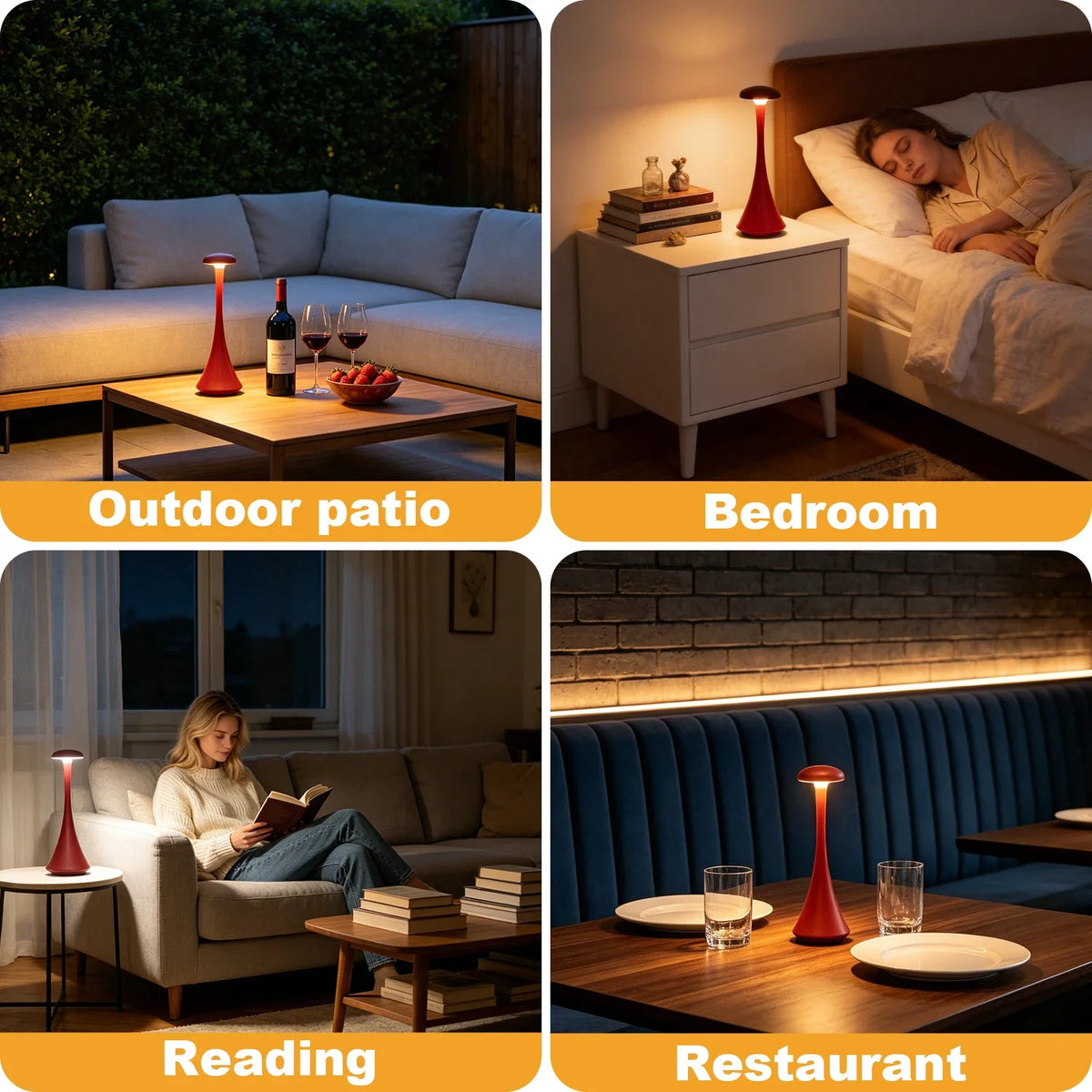 Mushroom Table Lamp – Rechargeable Cordless Touch Lamp