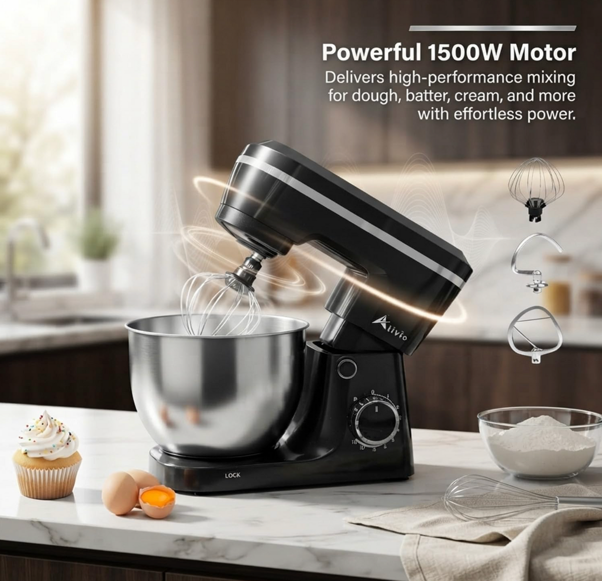5L Stand Mixer – 1500W Kitchen Mixer with Steel Bowl