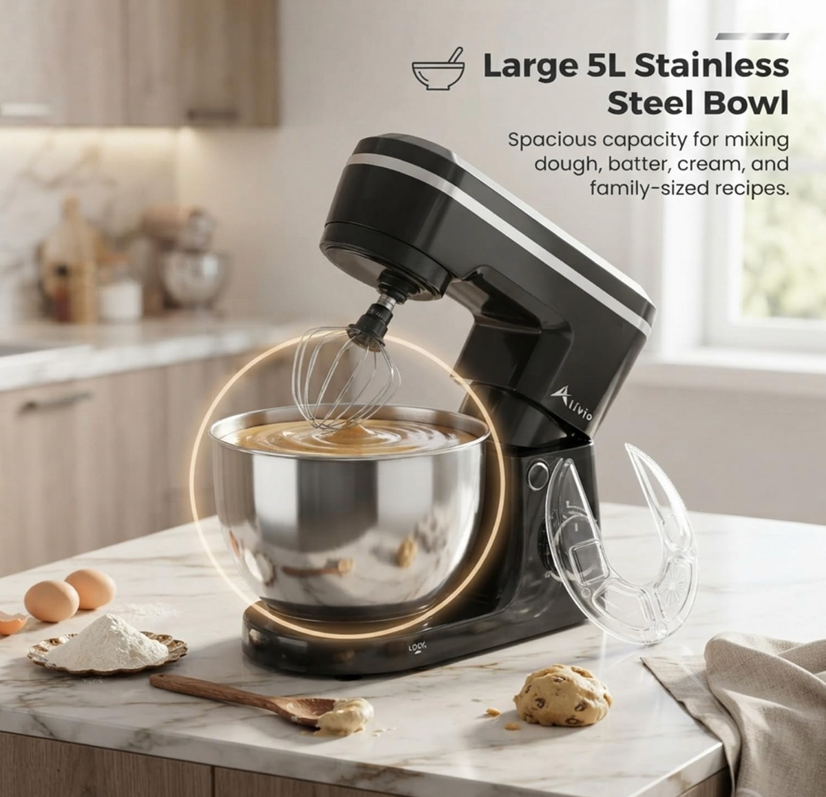 5L Stand Mixer – 1500W Kitchen Mixer with Steel Bowl