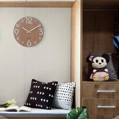 Nordic Wooden Wall Clock – Silent 30 cm Minimalist Clock