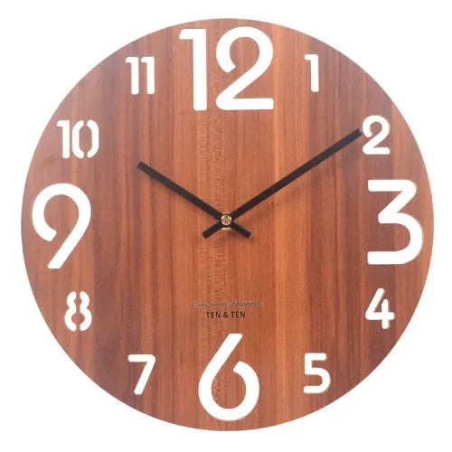 Nordic Wooden Wall Clock – Silent 30 cm Minimalist Clock